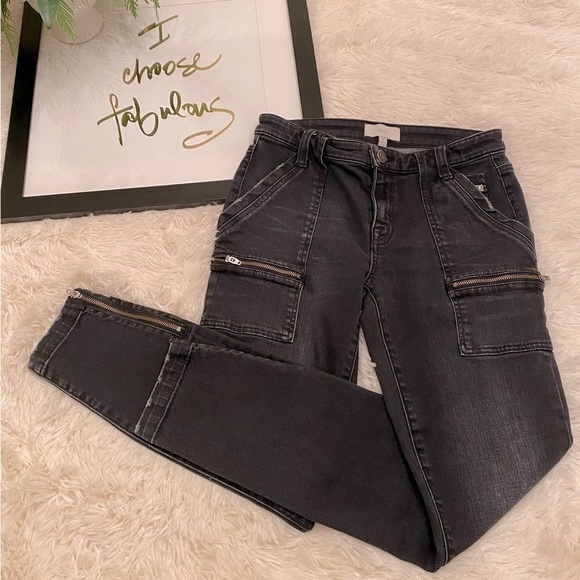Joie Denim - Joie Black Zipper Skinny Ankle Jeans Size 26 EUC Distressed 🔥Host Pick!🔥